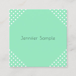 Trendy Mint Green White Stippen Elegant Sjabloon Vierkante Visitekaartje