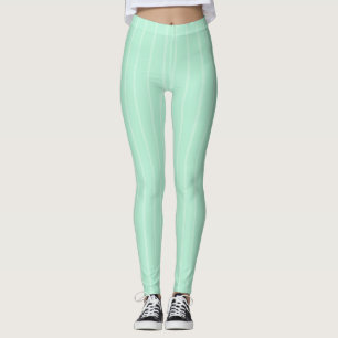 Trendy Mint Green White Striped Moderne Sjabloon Leggings