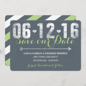 Trendy Mint & Grey Save the Date (Voorkant / Achterkant)