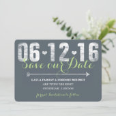 Trendy Mint & Grey Save the Date (Staand voorkant)