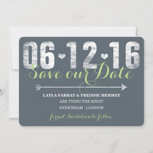 Trendy Mint & Grey Save the Date (Voorkant)