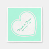 Trendy Mint Groen en Wit Aangepaste Bruiloft Serve Servet (Voorkant)
