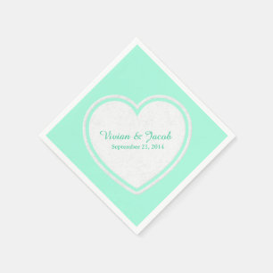 Trendy Mint Groen en Wit Aangepaste Bruiloft Serve Servet