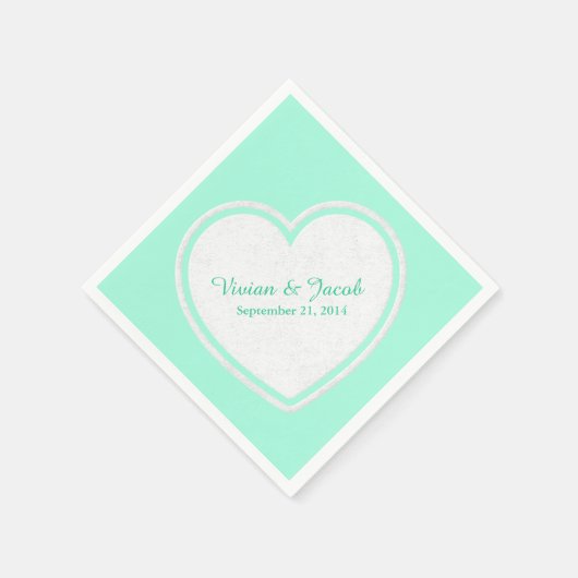 Trendy Mint Groen en Wit Aangepaste Bruiloft Serve Servet (Hoek)