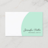 Trendy Mint Groen Wit Modern Handschrift Script Visitekaartje (Voorkant)