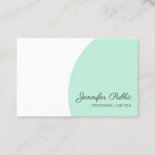 Trendy Mint Groen Wit Modern Handschrift Script Visitekaartje
