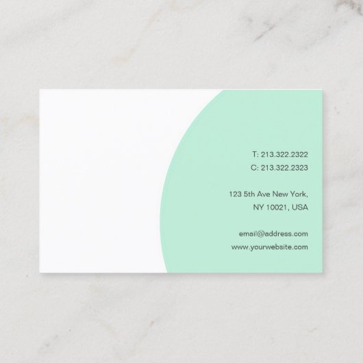 Trendy Mint Groen Wit Modern Handschrift Script Visitekaartje (Achterkant)