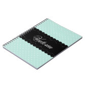 Trendy Mint Polka Dots Black Custom Name Design Notitieboek (Linkerzijde)