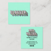 Trendy mintgroen 3d typografie blogger minimal vierkante visitekaartje (Voorkant / Achterkant)