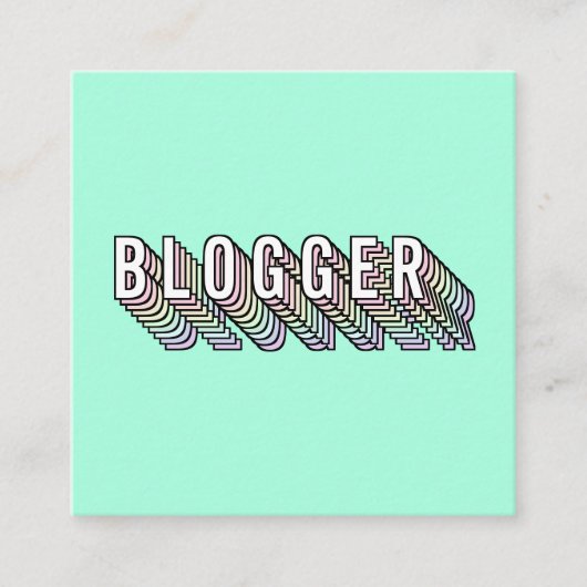 Trendy mintgroen 3d typografie blogger minimal vierkante visitekaartje (Voorkant)