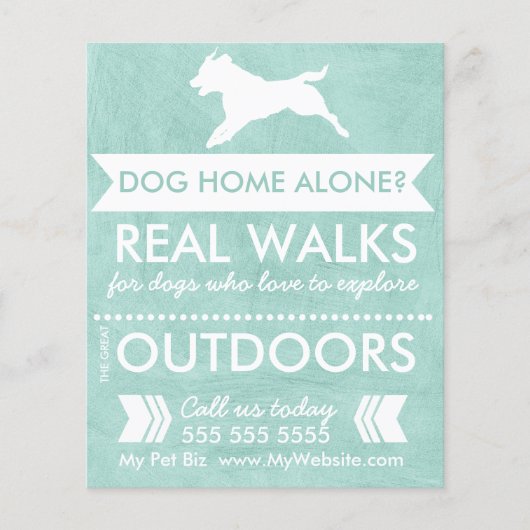 Trendy mintgroene silhouet hond flyer voor hondenu (Voorkant)