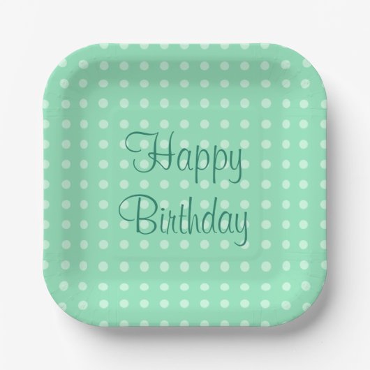 Trendy Mintgroene Sjabloon Happy Birthday Tekst St Papieren Bordje (Voorkant)