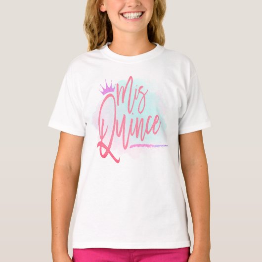 Trendy Mis Quince Blush Script Quinceañera T-shirt (Voorkant)