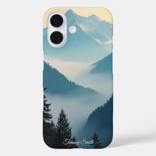 Trendy Misty Mountain Serenity Natuur Uitzicht iPhone 16 Hoesje