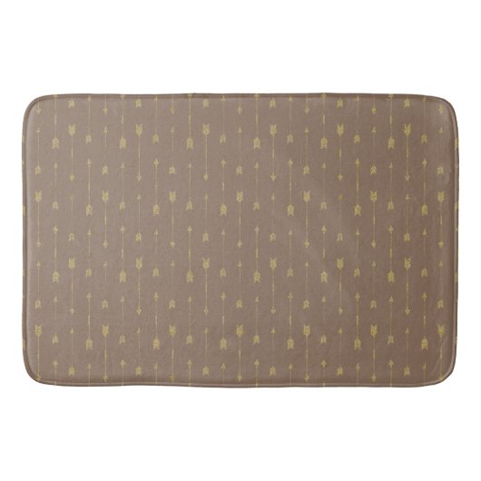 Trendy Mocha Brown & Gold Boho Arrows Bath Mat (Voorkant)