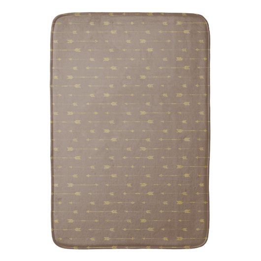 Trendy Mocha Brown & Gold Boho Arrows Bath Mat (Voorkant Verticaal)