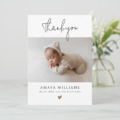 Trendy Mocha Hearts 2 Foto Modern Baby shower Bedankkaart (Staand voorkant)