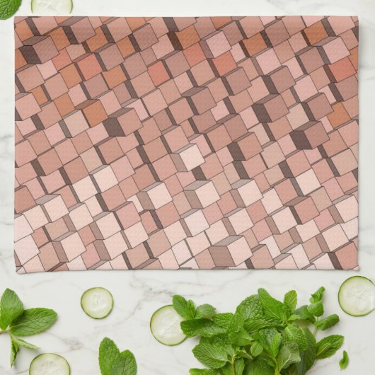 Trendy Mocha Mousse 3D Cube Keukenhanddoek (Gevouwen)