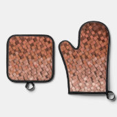 Trendy Mocha Mousse 3D Cube Oven Mitt & Pot Ovenwant & Pannenlap Set (Voorkant)
