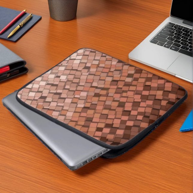 Trendy Mocha Mousse 3D Cube Patroon Laptop Mouw Sleeve (Creator heeft geüpload)