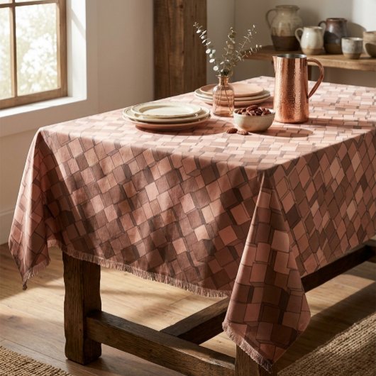 Trendy Mocha Mousse 3D Kubus Patroon Tafelkleed