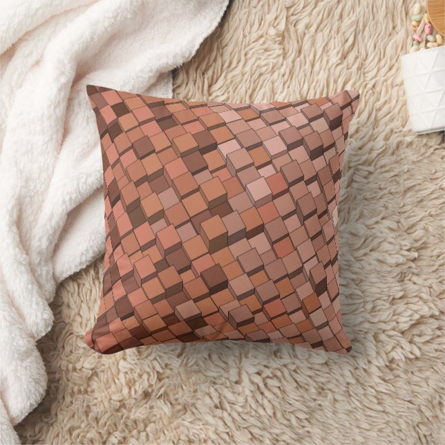 "Trendy Mocha Mousse Geometrische 3D Kubus Kussen (Deken)