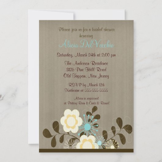 Trendy Mod Flower Bridal Shower Invitation Kaart (Voorkant)