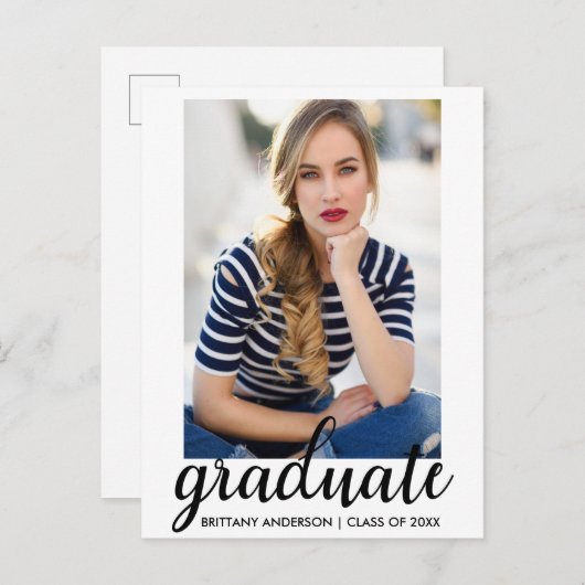 Trendy Mode Afstuderen Foto aankondiging W (Voorkant / Achterkant)