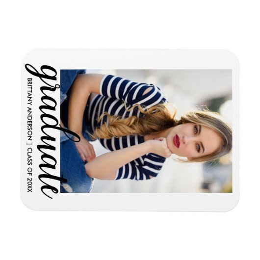 Trendy Mode Afstuderen Foto aankondiging W Magneet (Horizontaal)