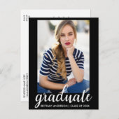 Trendy Mode Graduation Party Fotouitnodiging B Uitnodiging Briefkaart (Voorkant / Achterkant)