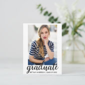 Trendy Mode Graduation Party Photo Invitation W Uitnodiging Briefkaart (Staand voorkant)
