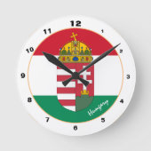 Trendy mode Hongaarse vlag, Emblem en Hongarije Ronde Klok (Voorkant)