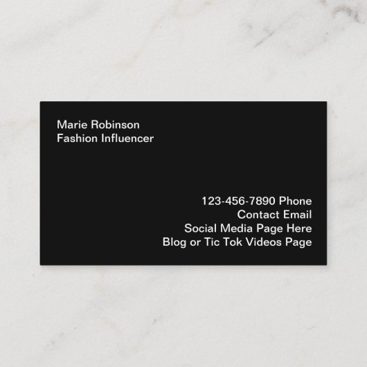 Trendy Mode Influencer Foto Visitekaartjes (Achterkant)