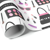 Trendy Mode Makeup Pattern Girls Wrapping Paper Cadeaupapier (Rol Hoek)
