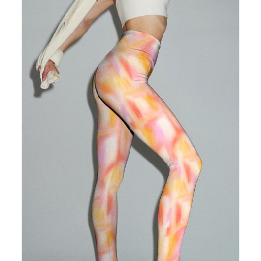 Trendy Mode Modern Lichtroze Gele Tie Dye Leggings