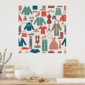 Trendy Mode Patroon Stijlvolle kleding Grafische Poster (Keuken)