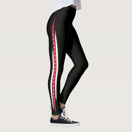 Trendy Mode Side Stripe Red White Stippen Leggings (Rechts)