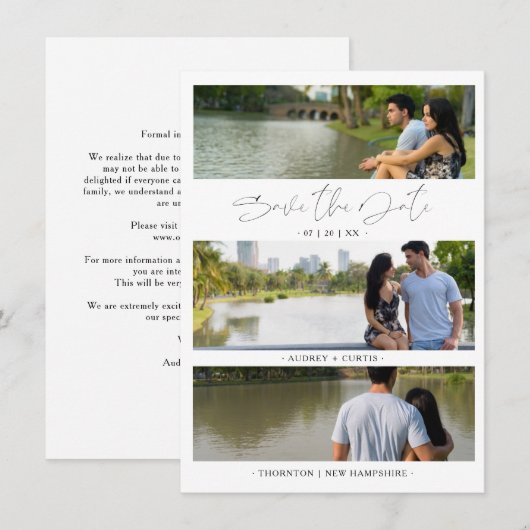 Trendy Modern 3 Wedding Engagement Photos Collage (Voorkant / Achterkant)