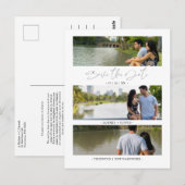 Trendy Modern 3 Wedding Engagement Photos Collage Briefkaart (Voorkant / Achterkant)
