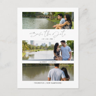 Trendy Modern 3 Wedding Engagement Photos Collage Briefkaart