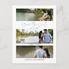 Trendy Modern 3 Wedding Engagement Photos Collage Briefkaart