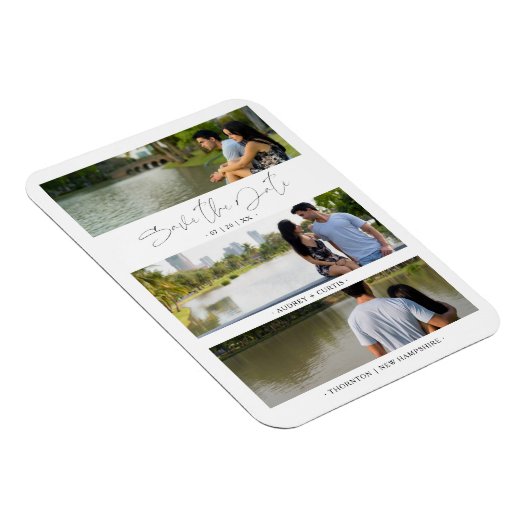 Trendy Modern 3 Wedding Engagement Photos Collage Magneet (Rechterzijde)