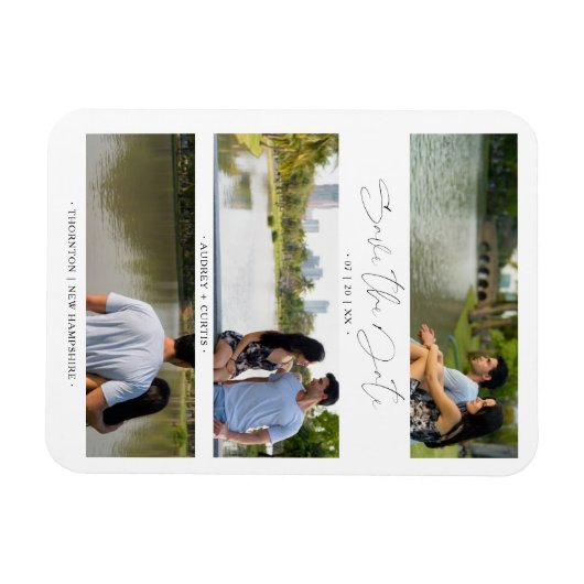 Trendy Modern 3 Wedding Engagement Photos Collage Magneet (Horizontaal)