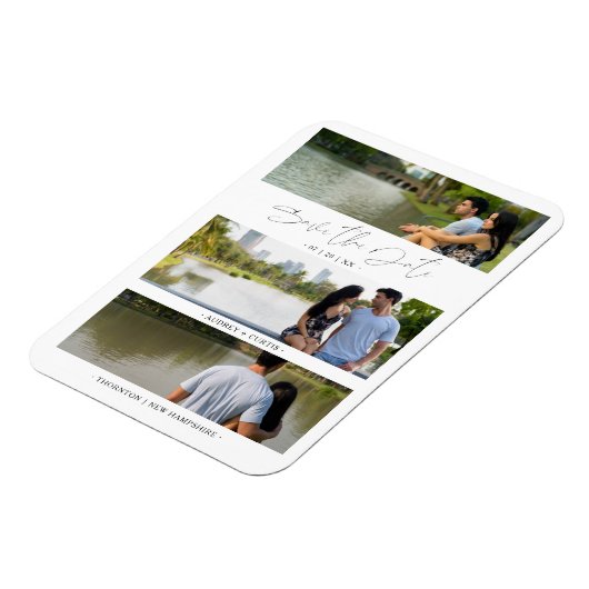 Trendy Modern 3 Wedding Engagement Photos Collage Magneet (Linkerzijde)
