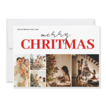 Trendy Modern 5Photo Christmas Holiday Card