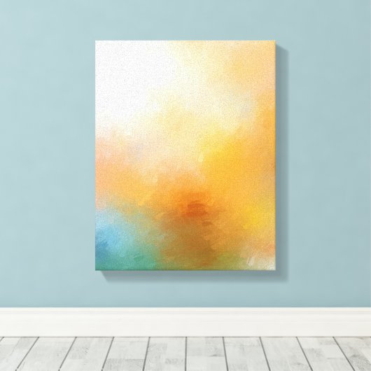 Trendy Modern Abstract Art Red Yellow Blue Canvas Afdruk (Insitu (Houten vloer))