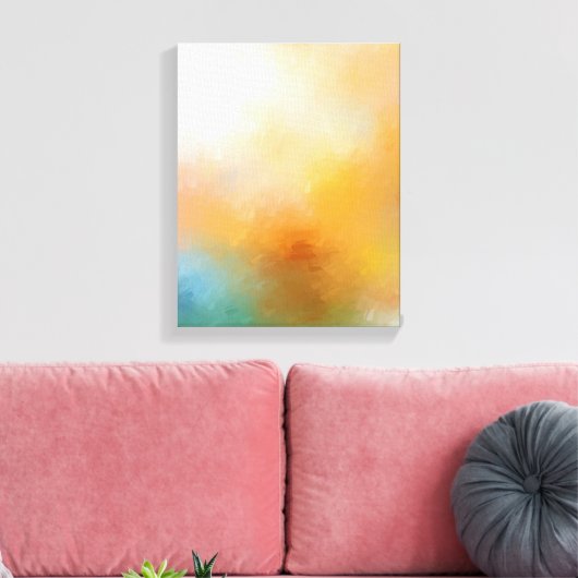 Trendy Modern Abstract Art Red Yellow Blue Canvas Afdruk (Insitu (Woonkamer))