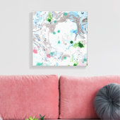 Trendy Modern Abstract Kunstroze Blauw Wit Canvas Afdruk (Insitu (Woonkamer))