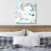 Trendy Modern Abstract Kunstroze Blauw Wit Canvas Afdruk (Insitu (Slaapkamer))