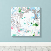 Trendy Modern Abstract Kunstroze Blauw Wit Canvas Afdruk (Insitu (Houten vloer))